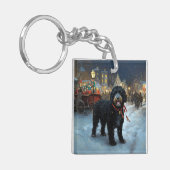 Portugees Water Hond Kerstfeest Seizoen Sleutelhanger (Voorkant Links)