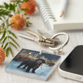 Portugees Water Hond Kerstfeest Seizoen Sleutelhanger (Voorkant Rechts)