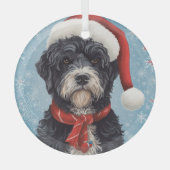 Portugees Water Hond Kerstmis Glas Ornament (Voorkant)