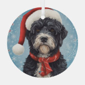 Portugees Water Hond Kerstmis Glas Ornament (Achterkant)