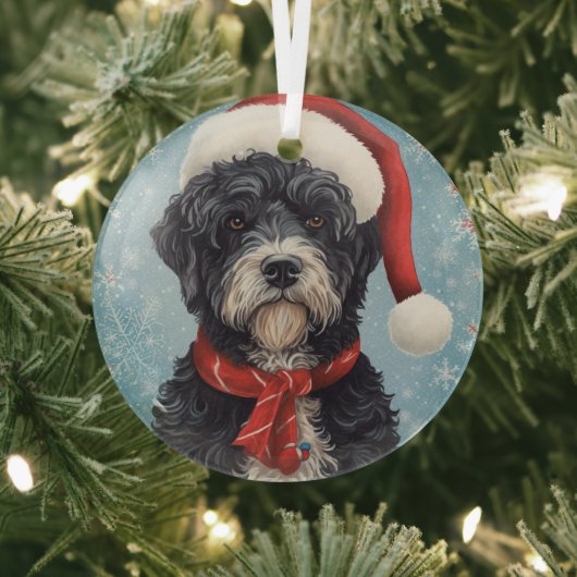 Portugees Water Hond Kerstmis Glas Ornament (Insitu)