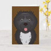 Portugees Waterhond Cartoon Paws Kaart (Gele Bloem)