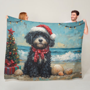 Portugees Waterhond Kerst Strand Fleece Deken
