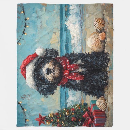 Portugees Waterhond Kerst  Strand Fleece Deken (Voorkant)