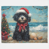 Portugees Waterhond Kerst  Strand Fleece Deken (Voorkant (Horizontaal))