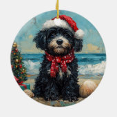 Portugees Waterhond Kerst  Strand Keramisch Ornament (Achterkant)