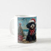 Portugees Waterhond Kerst Strand Koffiemok (Voorkant links)