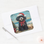 Portugees Waterhond Kerst  Strand Vierkante Sticker (Envelop)