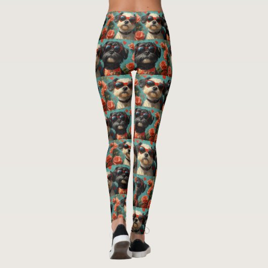 Portugees Waterhonden Hart Rozen Valentijnsdag Leggings (Achterkant)