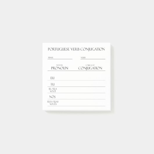 Portugees | Werkwoorden Vervoeging Praktijk Post-it® Notes (Voorkant)
