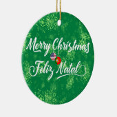 Portugese Amerikaanse decoratie, Feliz Natal Keramisch Ornament (Rechts)