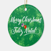 Portugese Amerikaanse decoratie, Feliz Natal Keramisch Ornament (Links)