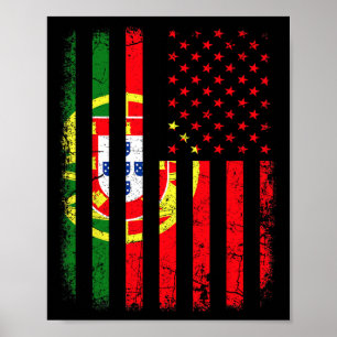 Portugese Amerikaanse Vlag Portugal Amerika Trots Poster