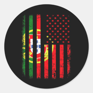 Portugese Amerikaanse Vlag Portugal Amerika Trots Ronde Sticker