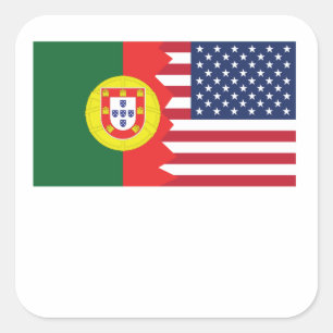 Portugese Amerikaanse vlag Vierkante Sticker
