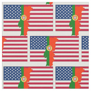 PORTUGESE AMERIKAANSE Vlaggenkaart Stof