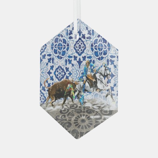 Portugese Azoren volkskunst Glas Ornament (Voorkant links)