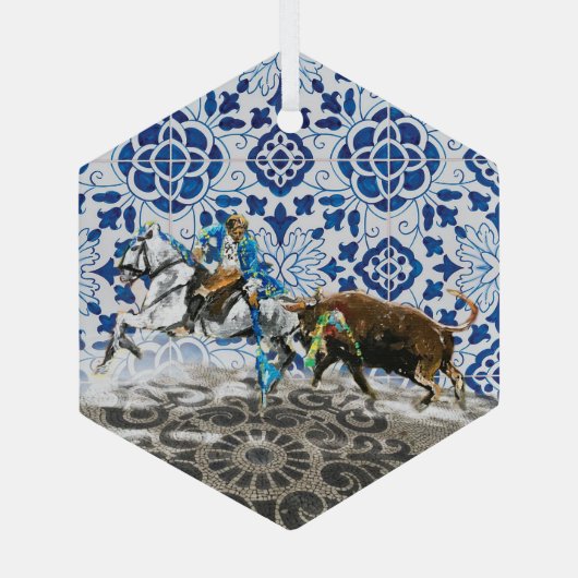 Portugese Azoren volkskunst Glas Ornament (Achterkant)