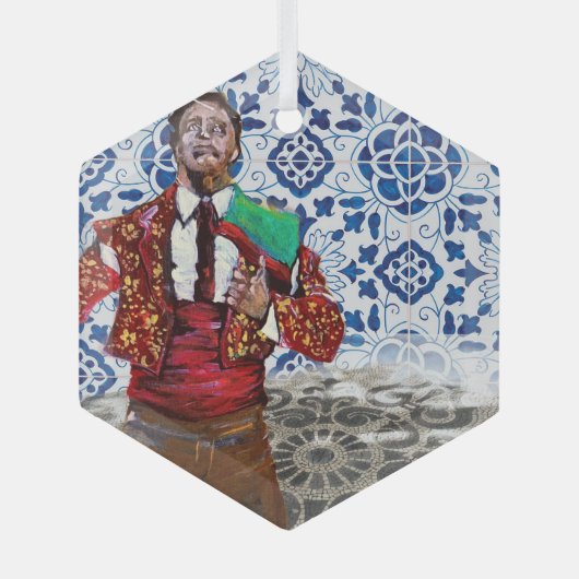 Portugese Azoren volkskunst Glas Ornament (Voorkant)