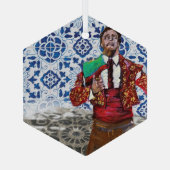 Portugese Azoren volkskunst Glas Ornament (Achterkant)