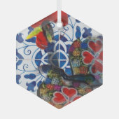 Portugese Azoren volkskunst Glas Ornament (Voorkant)