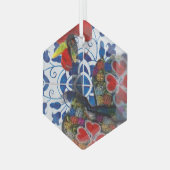 Portugese Azoren volkskunst Glas Ornament (Voorkant links)