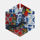 Portugese Azoren volkskunst Glas Ornament (Achterkant)
