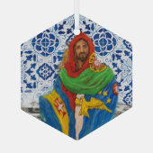 Portugese Azoren volkskunst Glas Ornament (Achterkant)