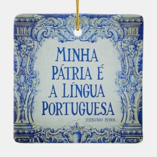 Portugese Azuleijo Premium Vierkantige Ornament (Achterkant)