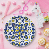 Portugese Azulejo Decorative Blue Yellow Party Papieren Bordje (Feest)