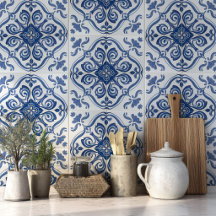 Portugese Azulejo-patroon Mediterrane blauw