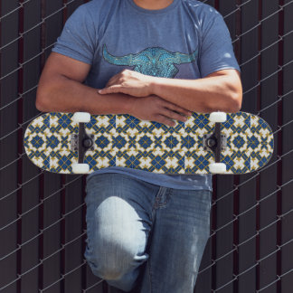 Portugese Azulejo-patroon Skateboarddek – Blauw Persoonlijk Skateboard