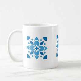 Portugese Azulejo-tegel bloemenmok – Blauwe kerami Koffiemok