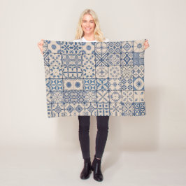 Portugese Azulejo Tegeltje Fleece Deken – Knus Bla