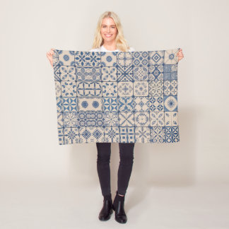 Portugese Azulejo Tegeltje Fleece Deken – Knus Bla