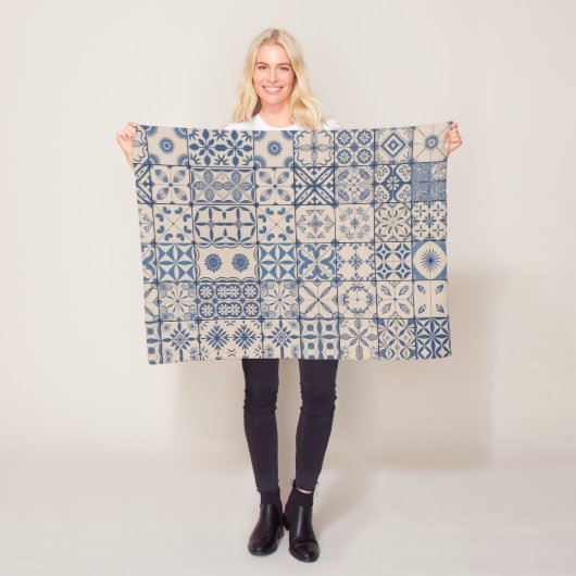 Portugese Azulejo Tegeltje Fleece Deken – Knus Bla (In situ)