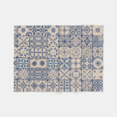 Portugese Azulejo Tegeltje Fleece Deken – Knus Bla (Voorkant (Horizontaal))