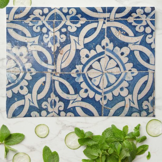  portugese azulejo theedoek (Gevouwen)