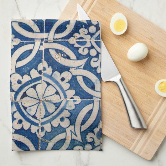 portugese azulejo theedoek (Quarter Fold)