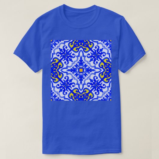 Portugese azulejo-tielen Blauw en witte prachtige T-shirt (Design voorkant)
