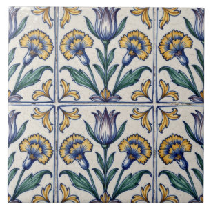 Portugese Azulejo Tulp en Anjer Tegel Tegeltje