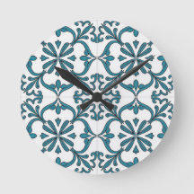 Portugese Azulejo-wandklok – Blauwe bloemtegel P