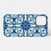 Portugese Azulejos Blauwe Bloemtegels Patroon iPhone Hoesje (Achterkant horizontaal)