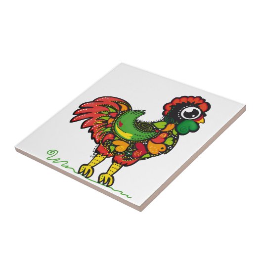 Portugese Barcelos Rooster Tegeltje (Zijkant)