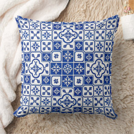 Portugese Blauwe Azulejo-tegelpatroon decoratieve  Kussen