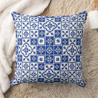 Portugese Blauwe Azulejo-tegelpatroon decoratieve  Kussen
