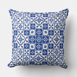 Portugese Blauwe Azulejo-tegelpatroon decoratieve  Kussen