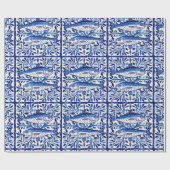 Portugese blauwe en witte sardine cadeaupapier (Vlak)