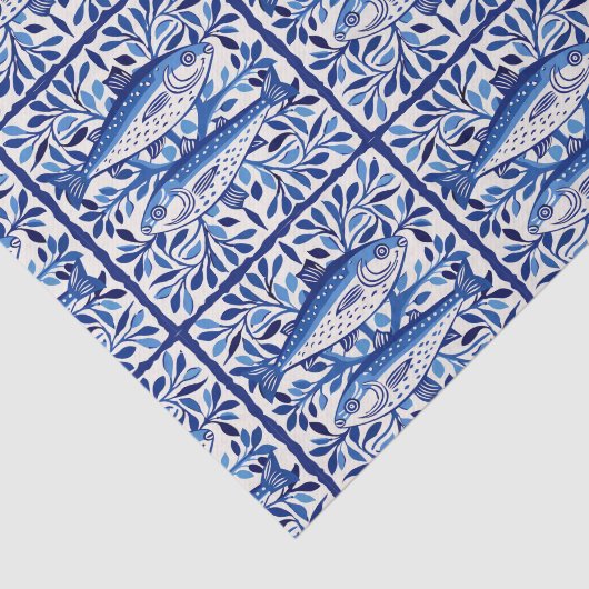 Portugese blauwe en witte sardine tissuepapier (Detail)