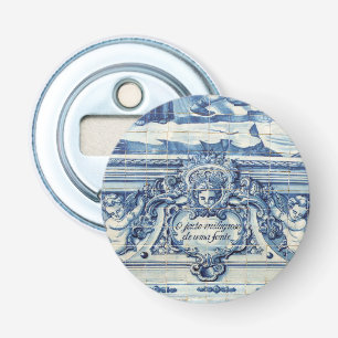 Portugese blauwe en witte tegels met engelen button flesopener